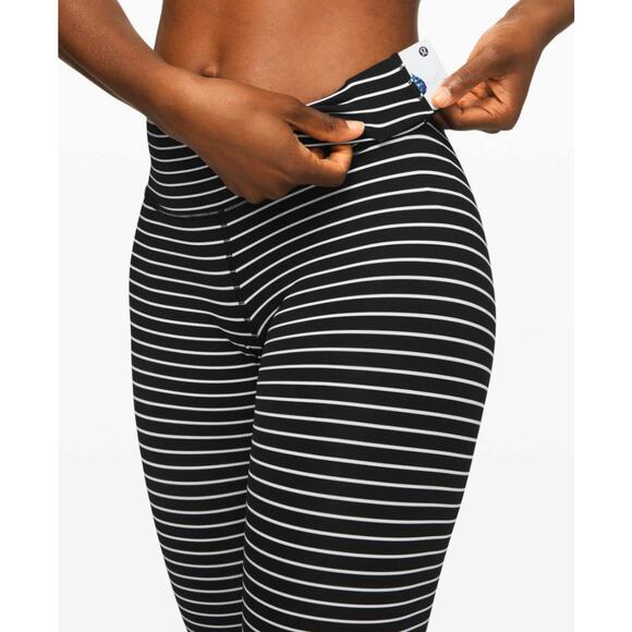 Lululemon Wunder Under High-Rise Tight 25" Luxtreme Parallel Stripe Black White - Picture 5 of 12
